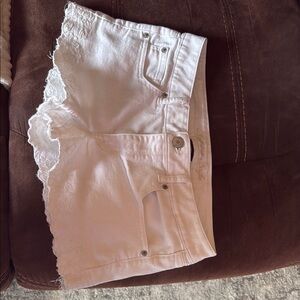 American Eagle Outfitters White Distressed Jean Shorts